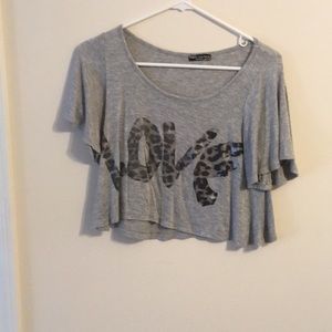 Grey LOVE crop top